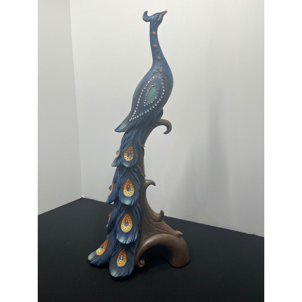 Touch of Class Blue Peacock Figurine Jeweled Bird Statue Home Decor 19 Inch